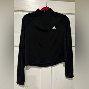Adidas Black quarter zip Long Sleeve Crop Top